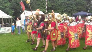 Roman Reenactment at the Amphitheatre in Caerleon Marching In [upl. by Beshore]