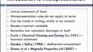 Misrepresentation Lecture 1 of 4 [upl. by Ilwain]